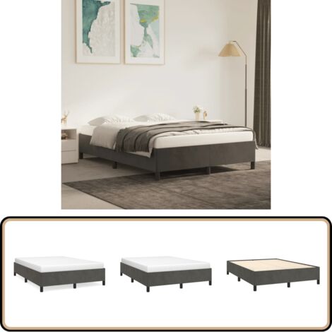 Cadre de lit sans matelas gris foncé 140x190 cm velours - Cadre De Lit - Lit Double - Lit Velours - Lit Design - Literie
