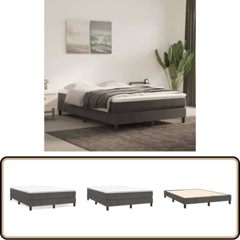 Cadre de lit sans matelas gris foncé 140x190 cm velours - Cadre De Lit - Lit Double - Lit Velours - Literie - Meuble Chambre