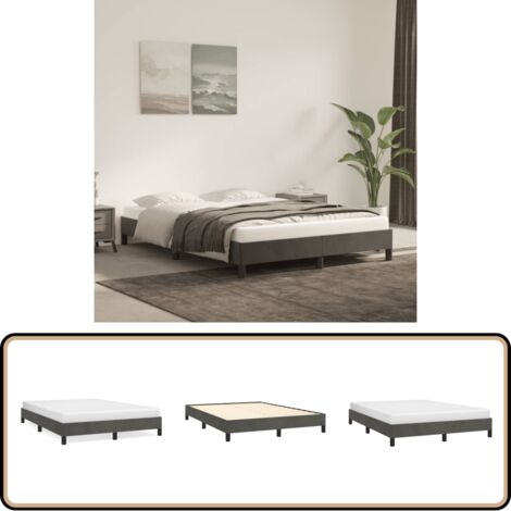 Cadre de lit sans matelas gris foncé 140x190 cm velours - Cadre De Lit - Lit Double - Lit Velours - Literie - Meuble Chambre