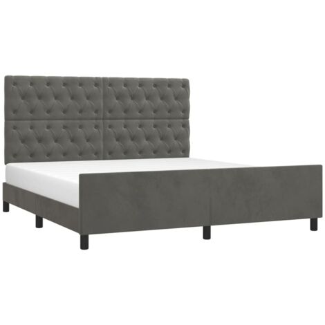 Cadre de lit sans matelas gris foncé 160x200 cm velours vidaXL