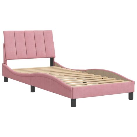 Cadre de lit sans matelas Hanko rose 90x190 cm velours vidaXL