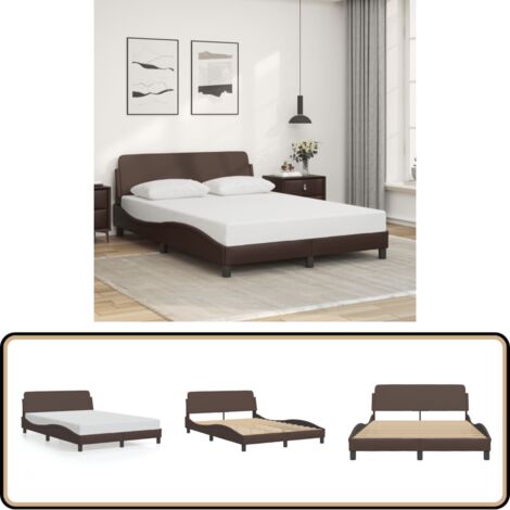 Cadre de lit sans matelas marron 140x190 cm similicuir - Cadre De Lit - Lit Double - Lit Design - Lit Moderne - Lit Confortable