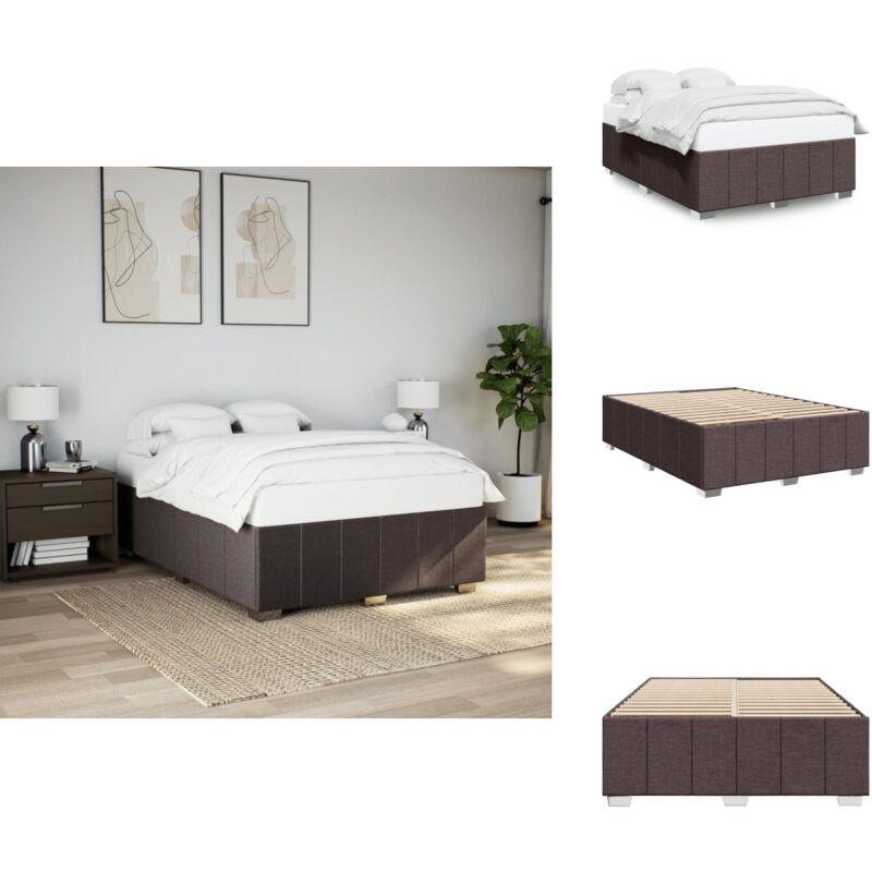 Vidaxl - Cadre de lit sans matelas marron foncé 140x190 cm tissu - Cadre De Lit - Cadres De Lit - Sommier - Meuble De Chambre à Coucher