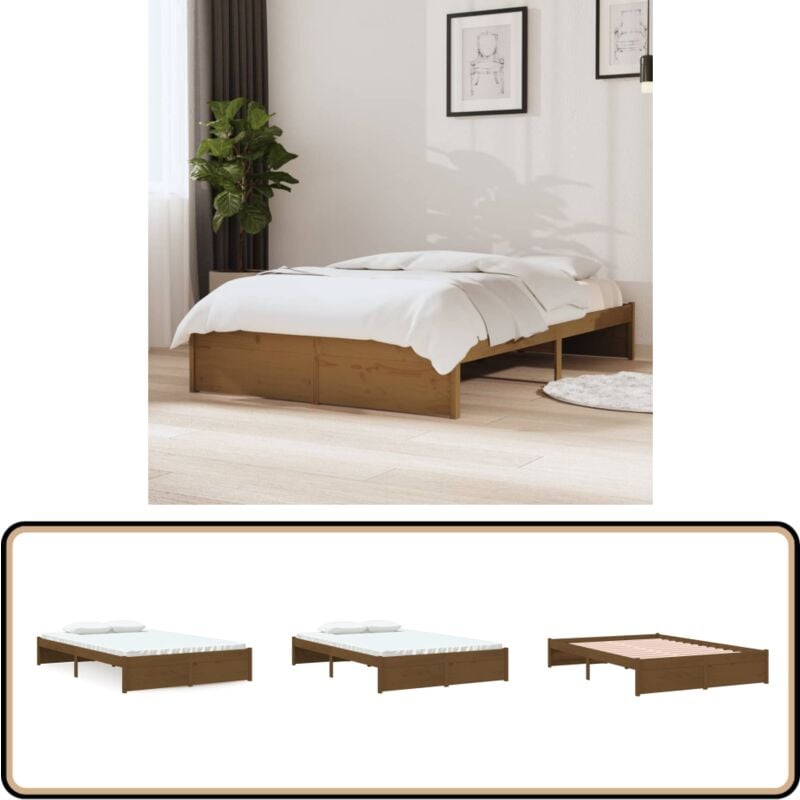 Vidaxl - Cadre de lit sans matelas marron miel bois massif 120x190 cm - Cadre De Lit - Lit En Bois - Lit Double - Meubles Chambre - Meubles Design