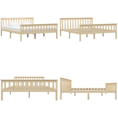 Cadre de lit sans matelas naturel bois massif de pin 160x200 cm - Lit Double - Lit En Bois - Cadre De Lit - Lit Moderne - Chambre À Coucher - Home & Living