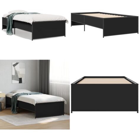 Cadre de lit sans matelas noir 100x200 cm - Cadre De Lit - Lit Double - Lit Noir - Meuble Chambre - Literie - Home & Living