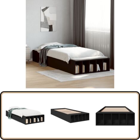 Cadre de lit sans matelas noir 100x200 cm - Cadre De Lit - Lit Double - Lit Noir - Meuble Design - Rangement Sous Lit