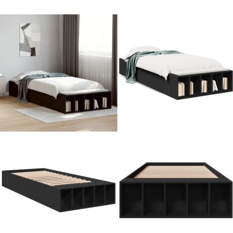 Cadre de lit sans matelas noir 100x200 cm - Cadre De Lit - Lit Double - Lit Noir - Meuble Design - Rangement Sous Lit - Home & Living