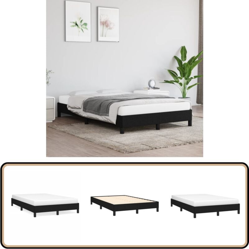 Cadre de lit sans matelas noir 120x190 cm tissu - Cadre De Lit - Lit Double - Literie - Meuble Chambre - Sommier