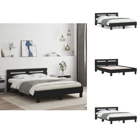 Cadre de lit sans matelas noir 140x190 cm - Cadre De Lit - Lit Double - Lit Noir - Lit Design - Literie