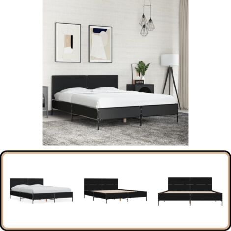 Cadre de lit sans matelas noir 140x190 cm - Cadre De Lit - Lit Double - Lit Noir - Lit Design - Meuble Chambre