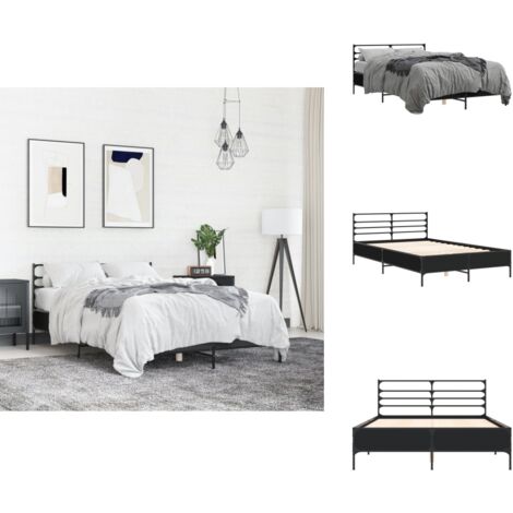 Cadre de lit sans matelas noir 140x190 cm - Cadre De Lit - Lit Double - Lit Noir - Lit Design - Meuble Chambre