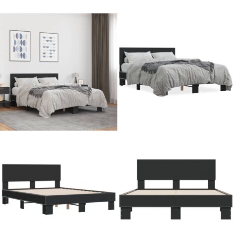 Cadre de lit sans matelas noir 140x190 cm - Cadre De Lit - Lit Double - Literie - Meuble Chambre - Design Moderne - Home & Living