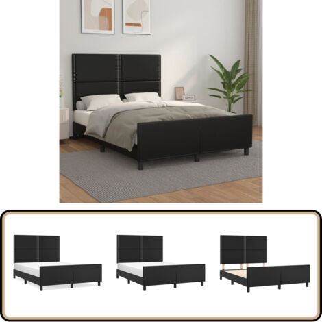 Cadre de lit sans matelas noir 140x190 cm similicuir - Cadre De Lit - Lit Double - Literie - Meuble Chambre - Design Moderne
