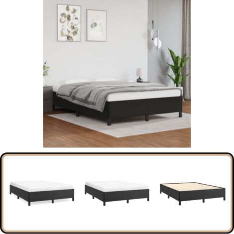 Cadre de lit sans matelas noir 140x190 cm similicuir - Cadre De Lit - Lit Double - Similicuir - Literie - Meuble Chambre
