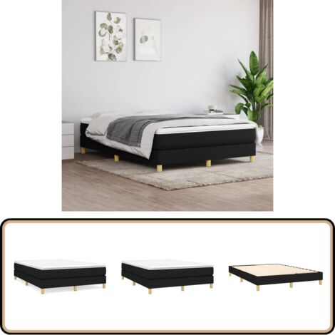 Cadre de lit sans matelas noir 140x190 cm tissu - Cadre De Lit - Lit Double - Literie - Meuble Chambre - Sommier