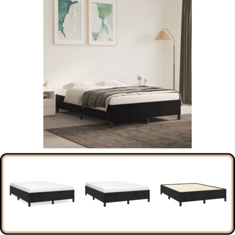 Cadre de lit sans matelas noir 140x190 cm velours - Cadre De Lit - Lit Double - Lit Velours - Literie - Meuble Chambre