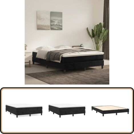 Cadre de lit sans matelas noir 140x190 cm velours - Cadre De Lit - Lit Double - Lit Velours - Literie - Meubles Chambre