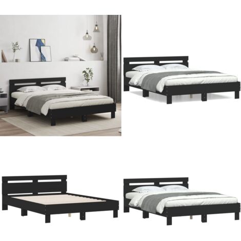 Cadre de lit sans matelas noir 140x200 cm - Cadre De Lit - Lit Double - Lit Noir - Lit Design - Meuble Chambre - Home & Living
