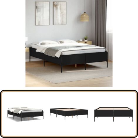 Cadre de lit sans matelas noir 150x200 cm - Cadre De Lit - Lit Double - Lit Noir - Meuble Chambre - Literie