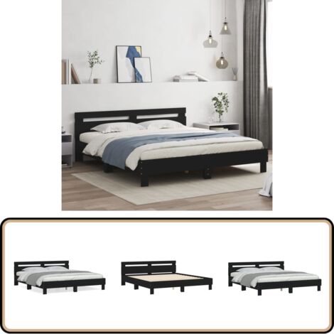 Cadre de lit sans matelas noir 160x200 cm - Cadre De Lit - Lit Double - Lit Noir - Meuble Chambre - Literie