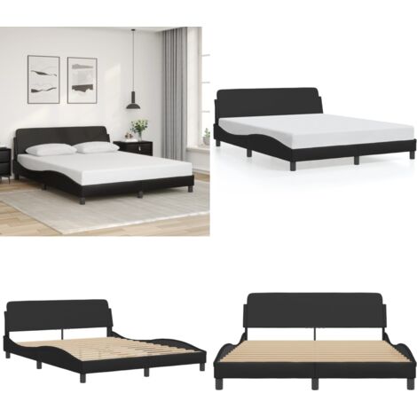 Cadre de lit sans matelas noir 160x200 cm similicuir - Cadre De Lit - Lit Double - Lit Noir - Lit Design - Literie - Home & Living