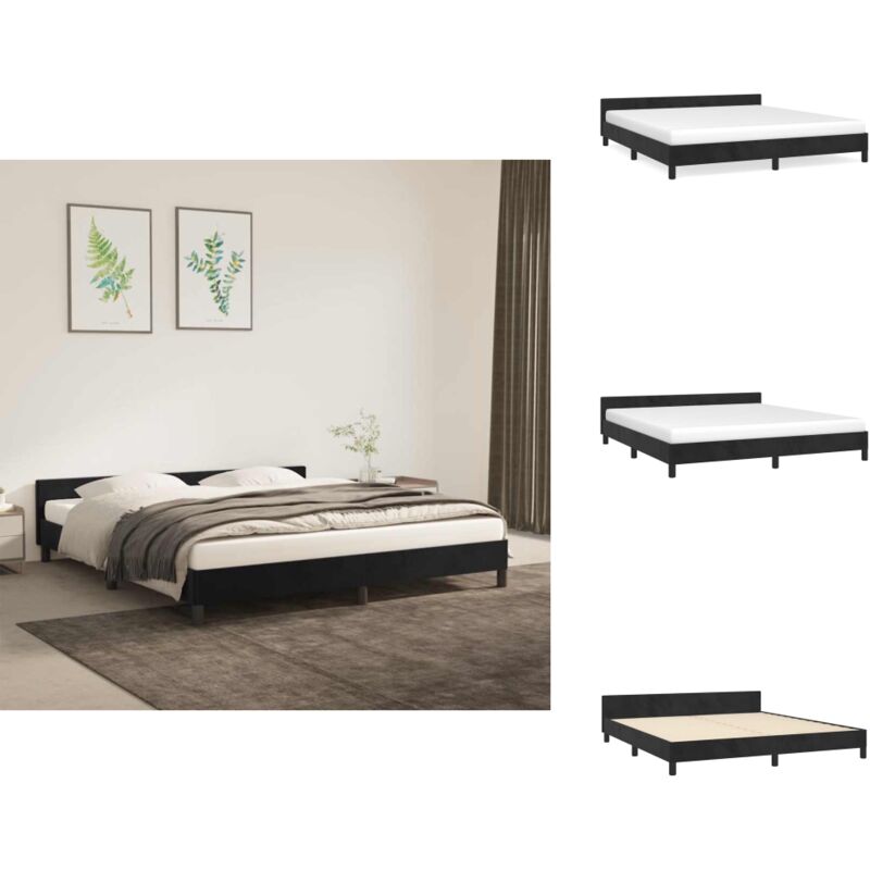 Cadre de lit sans matelas noir 160x200 cm velours - Cadre De Lit - Lit Double - Lit Velours - Literie - Meuble Chambre