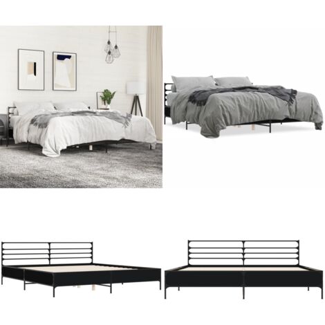 Cadre de lit sans matelas noir 180x200 cm - Cadre De Lit - Lit Double - Lit Noir - Lit Design - Meuble Chambre - Home & Living
