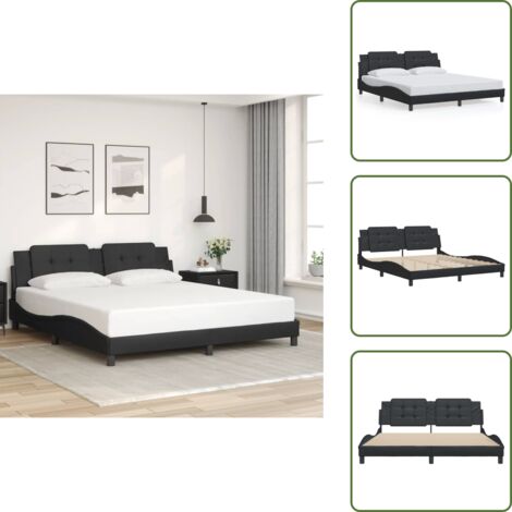 Cadre de lit sans matelas noir 180x200 cm similicuir - Lit Double - Cadre De Lit - Literie - Meuble De Chambre - Design Moderne