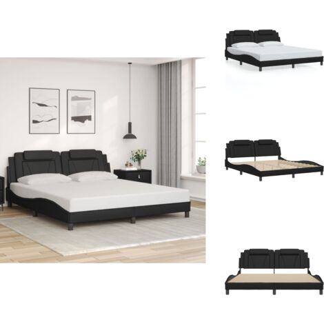 Cadre de lit sans matelas noir 180x200 cm similicuir - Lit Double - Chambre À Coucher - Design Moderne - Cadre De Lit - Literie