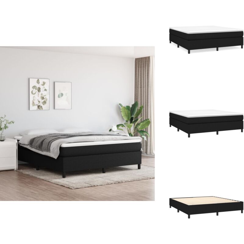 Cadre de lit sans matelas noir 180x200 cm tissu - Cadre De Lit - Lit Double - Literie - Meuble Chambre - Sommier