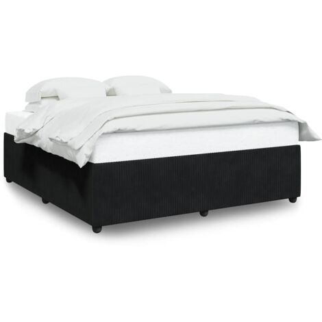 Vidaxl – Cadre de lit 180x200 cm en velours noir – Structure robuste avec lattes en bois – Hauteur 46 cm pour un confort optimal
