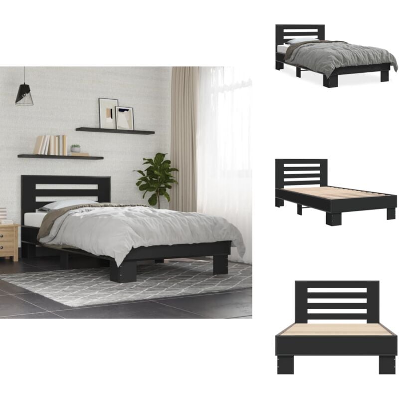 Cadre de lit sans matelas noir 90x190 cm - Cadre De Lit - Lit Double - Lit Noir - Lit Design - Literie