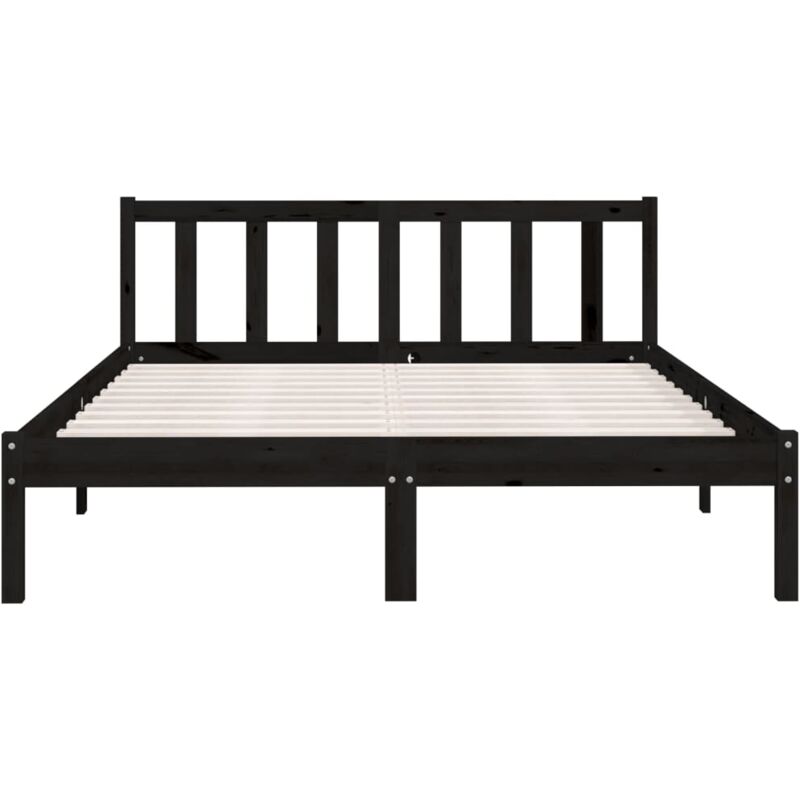 Vidaxl - Cadre de lit sans matelas noir bois massif 140x190 cm