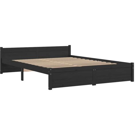 Cadre de lit sans matelas noir bois massif 140x190 cm vidaXL