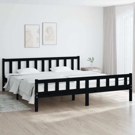 Cadre de lit sans matelas noir bois massif 160x200 cm vidaXL