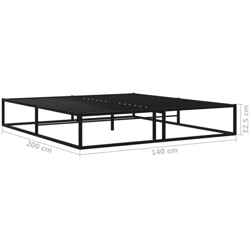 Cadre de lit sans matelas noir métal 140x200 cm