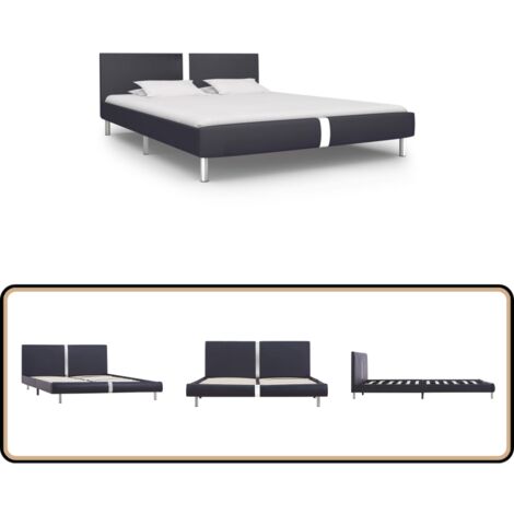 Cadre de lit sans matelas noir similicuir 120x200 cm - Cadre De Lit - Lit Double - Lit Moderne - Lit Noir - Lit Avec Rangement