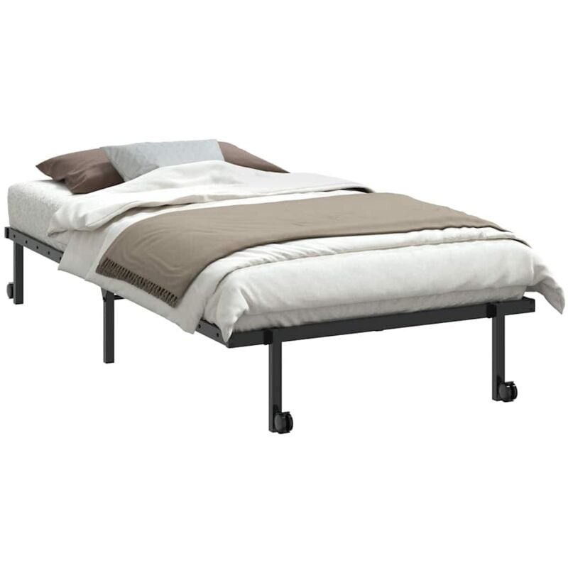 Cadre de lit sans matelas pliable noir 100x190 cm acier vidaXL