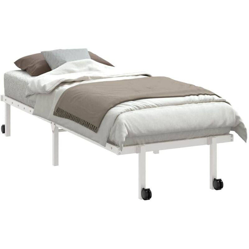 Cadre de lit sans matelas pliable blanc 75x190 cm acier vidaXL
