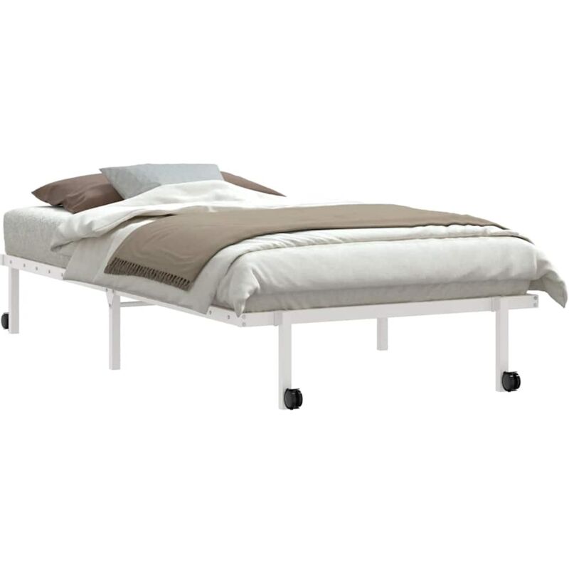 Cadre de lit sans matelas pliable blanc 100x190 cm acier Vidaxl