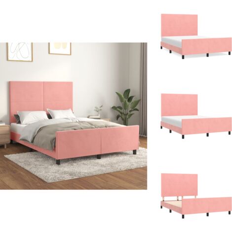 Cadre de lit sans matelas rose 140x190 cm velours - Cadre De Lit - Lit Double - Lit Rose - Lit Velours - Literie