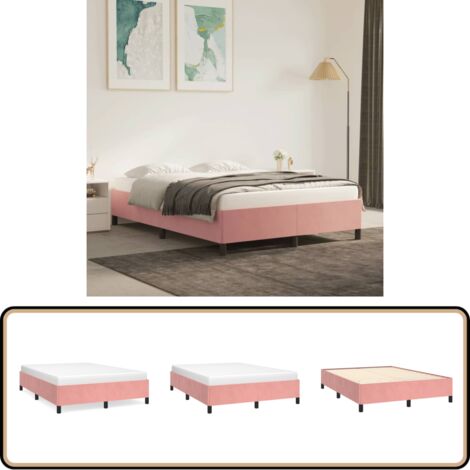 Cadre de lit sans matelas rose 140x190 cm velours - Cadre De Lit - Lit Double - Lit Rose - Lit Velours - Meuble Chambre