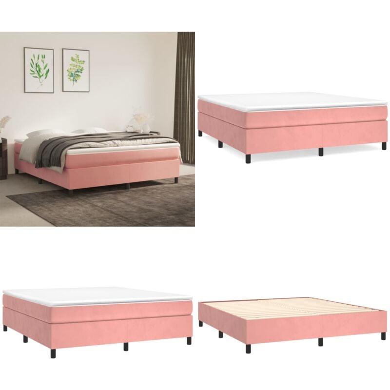 Cadre de lit sans matelas rose 160x200 cm velours - Cadre De Lit - Lit Double - Lit Rose - Lit Velours - Meuble Chambre - Home & Living