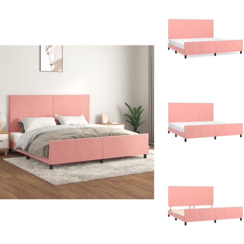 Cadre de lit sans matelas rose 200x200 cm velours - Lit Double - Lit Capitonné - Cadre De Lit Velours - Lit Rose - Meuble Chambre à Coucher
