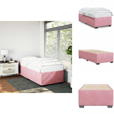 Cadre de lit sans matelas rose 90x190 cm velours - Cadre De Lit - Lit Double - Lit Rose - Lit Velours - Sommier