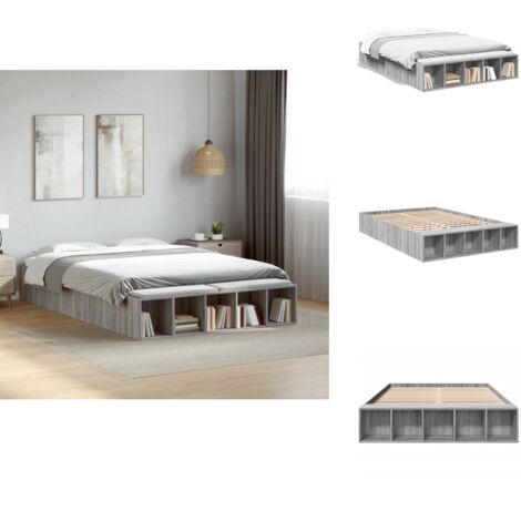 Cadre de lit sans matelas sonoma gris 140x190 cm - Cadre De Lit - Lit Double - Lit Design - Lit Moderne - Lit Gris