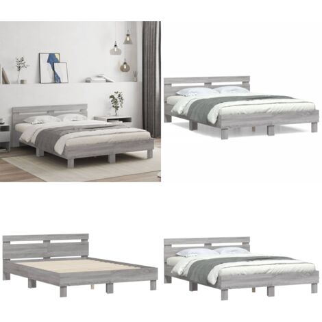 Cadre de lit sans matelas sonoma gris 140x190 cm - Cadre De Lit - Lit Double - Lit Sommier - Lit Design - Literie - Home & Living