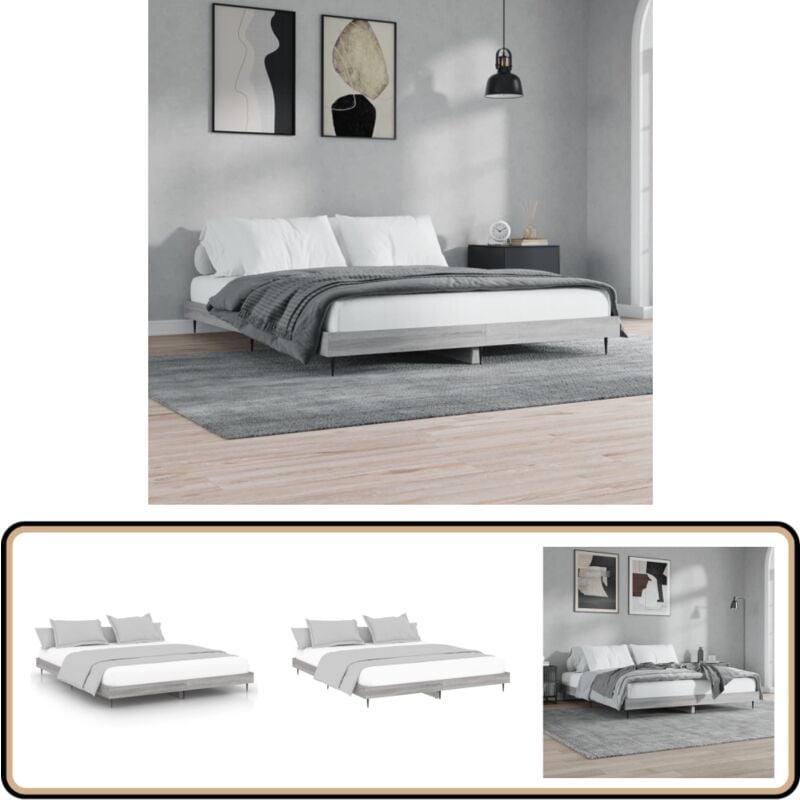Vidaxl - Cadre de lit sans matelas sonoma gris 140x200 cm - Cadre De Lit - Lit Double - Lit Sommier - Bois D'ingénierie - Lit Design