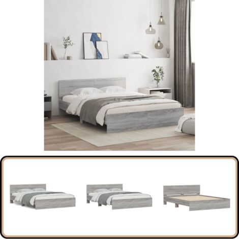 Cadre de lit sans matelas sonoma gris 140x200 cm - Cadre De Lit - Lit Double - Lit Sommier - Bois D'ingénierie - Lit Design